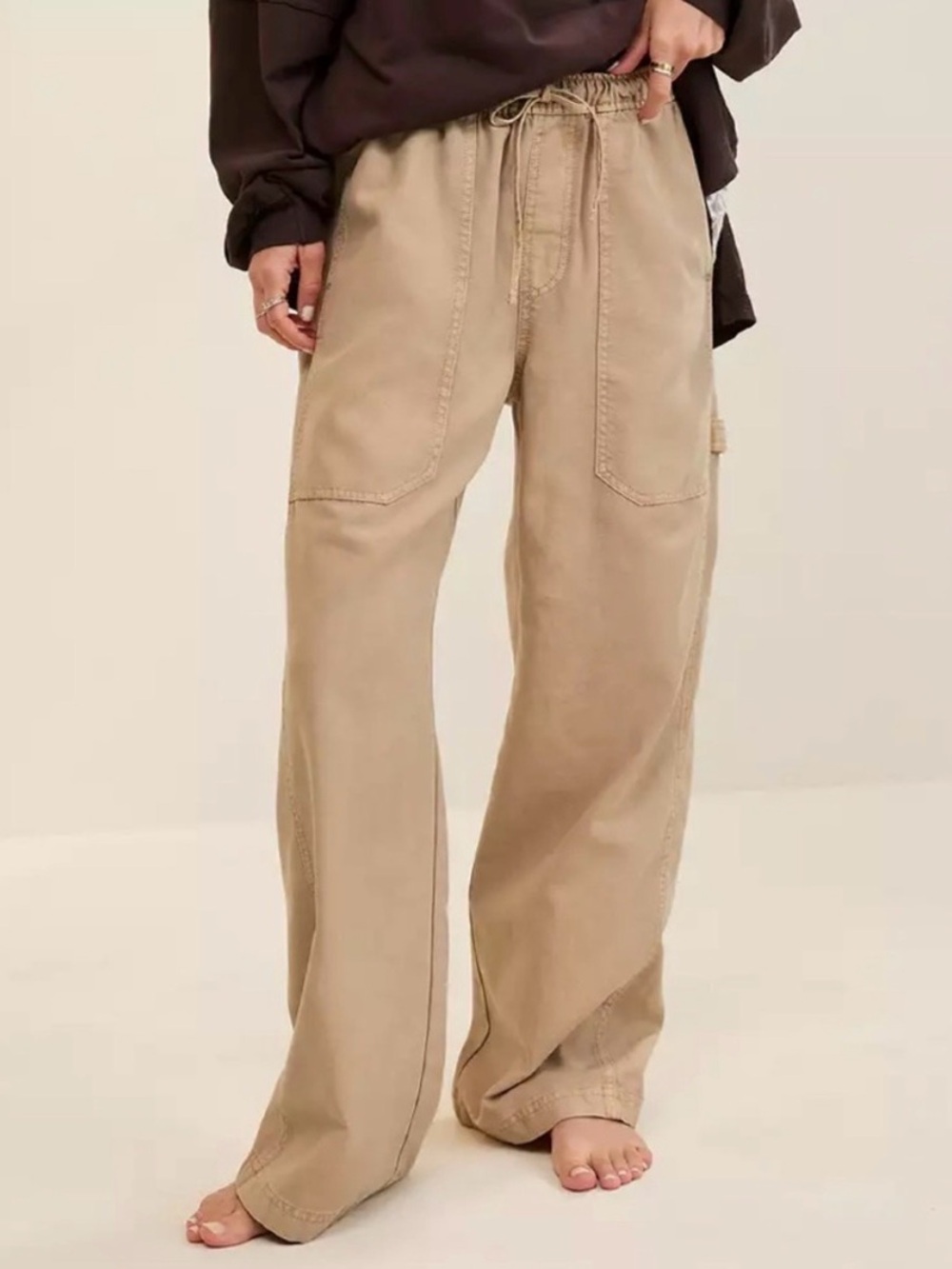 Aerie Workwear Pants Koko Brown Khaki Carpenter Size Small Reg NWT